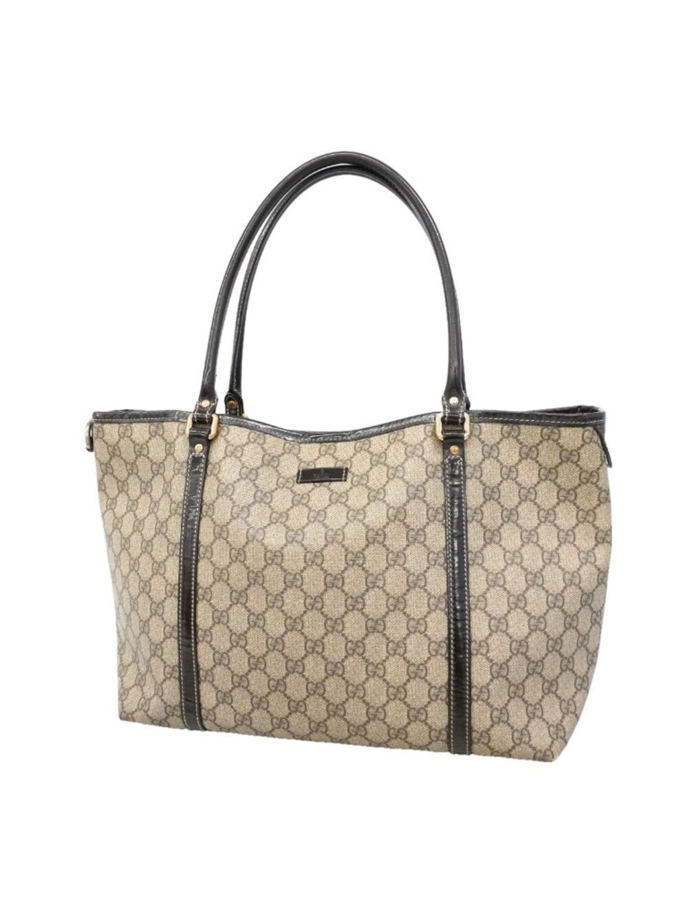 Gucci Tote Bag GG Supreme Brown Gold